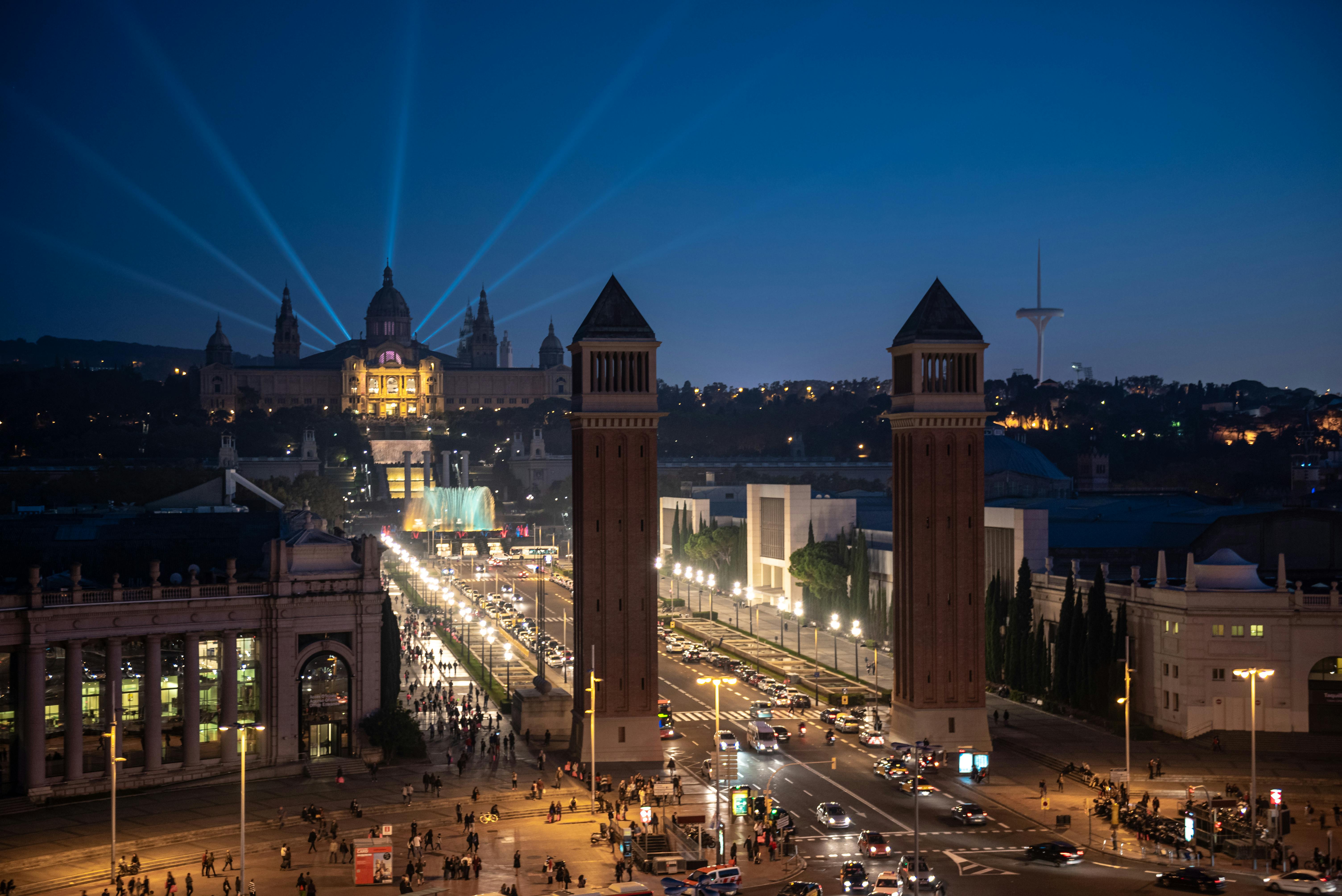 Barcelona city view at night