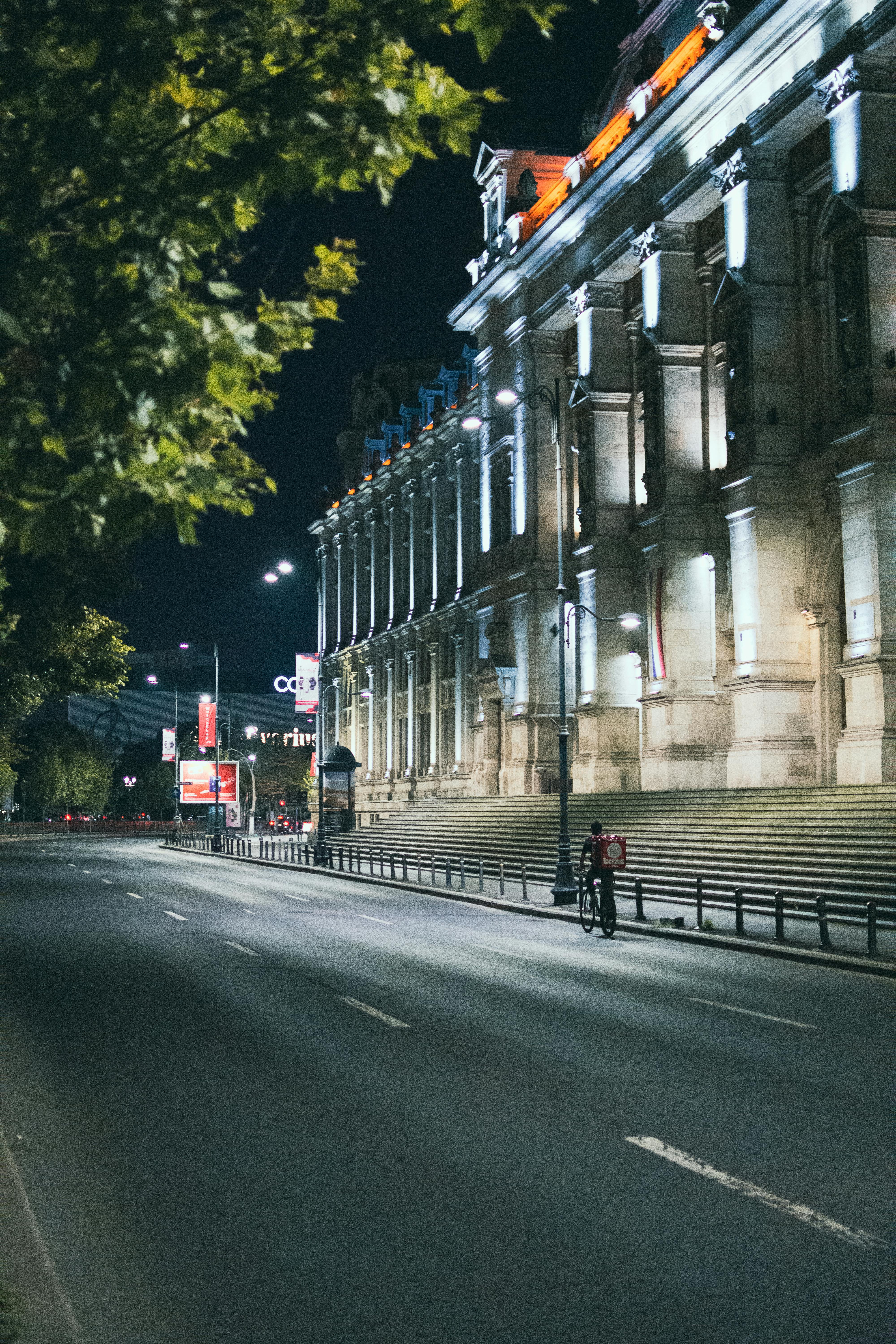 Bucharest government building at night