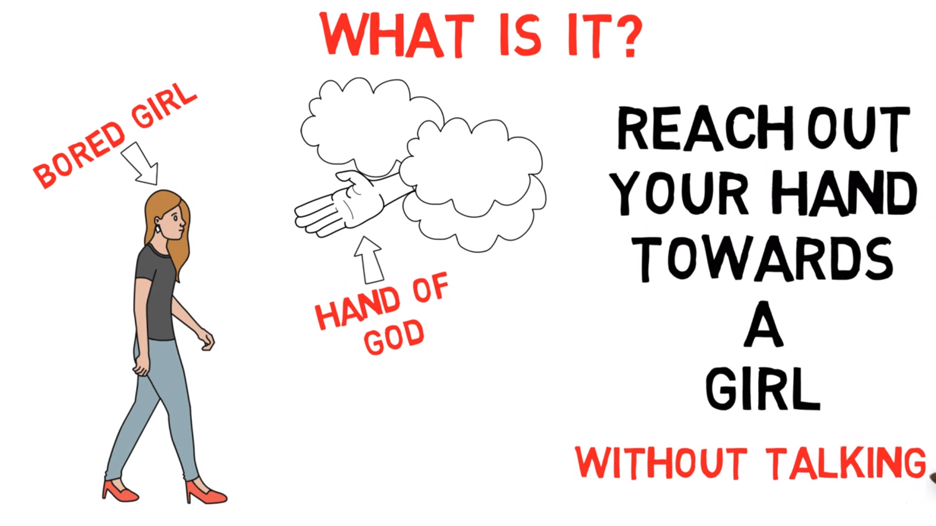 Hand of God, reach out your hand towards a girl