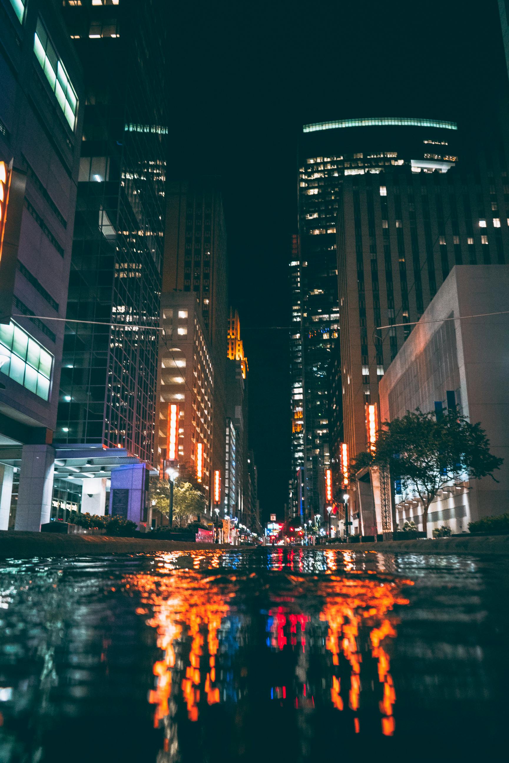 Houston street at night