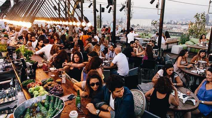 Crowded cafee in Beirut