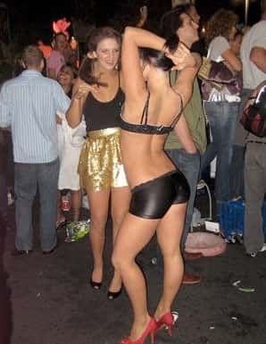 Almost naked girl dancing in New Orleans