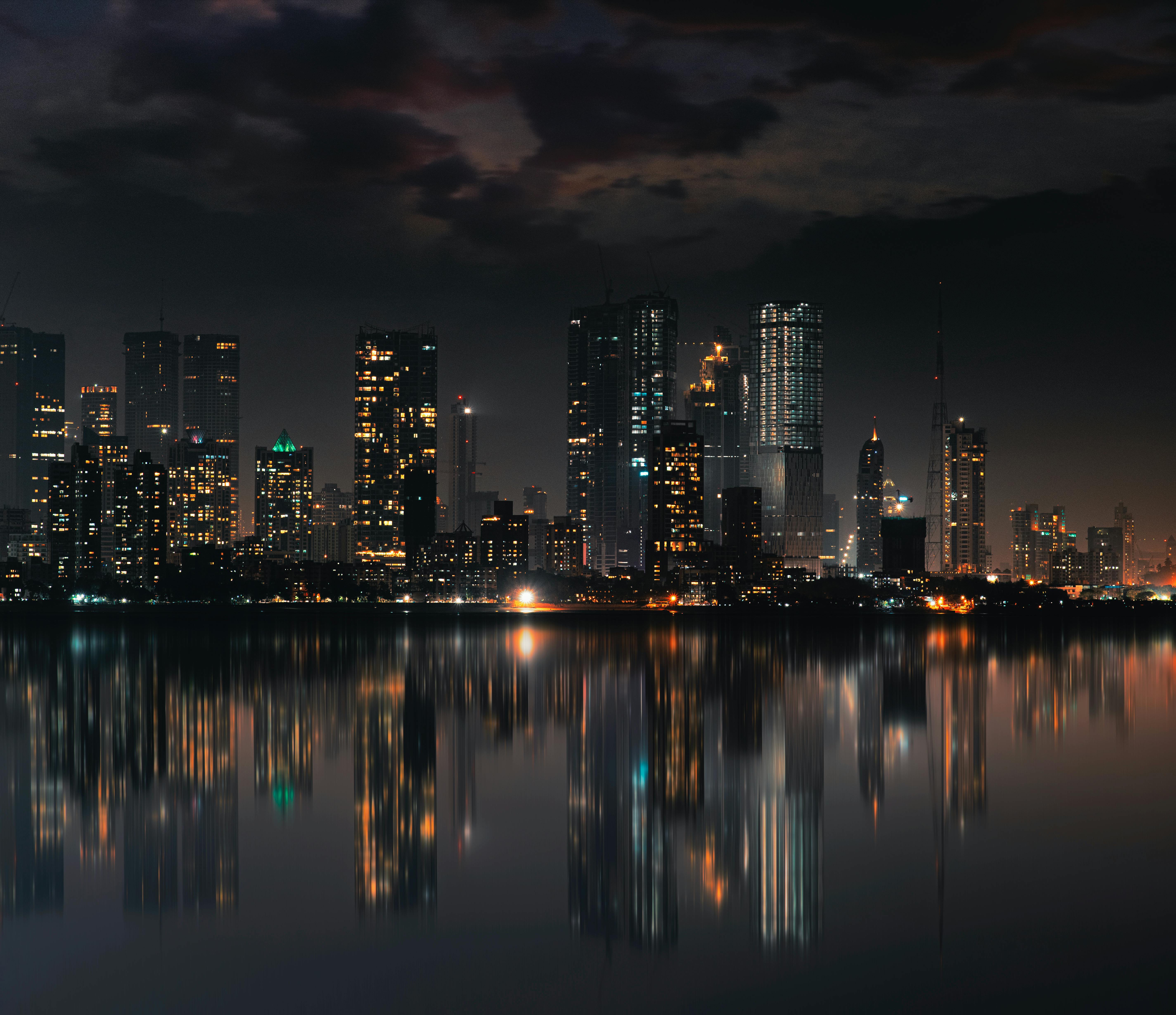 Mumbai night city view skyscrapers