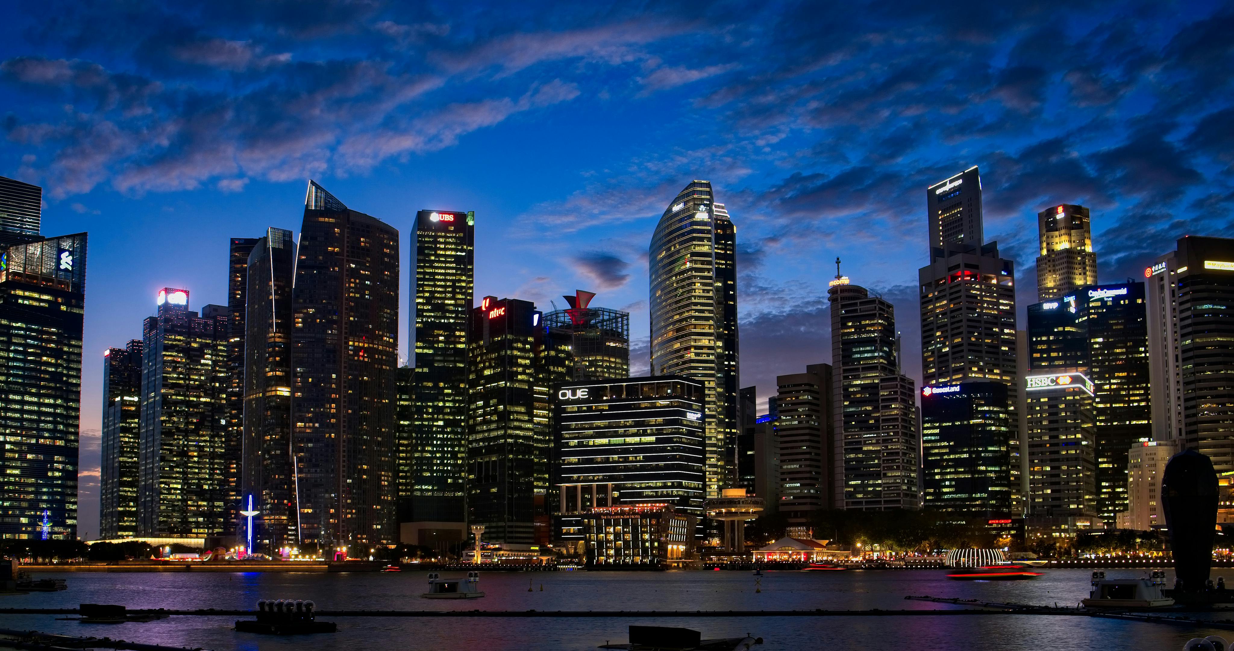 Skyscrapers in Singapore at night