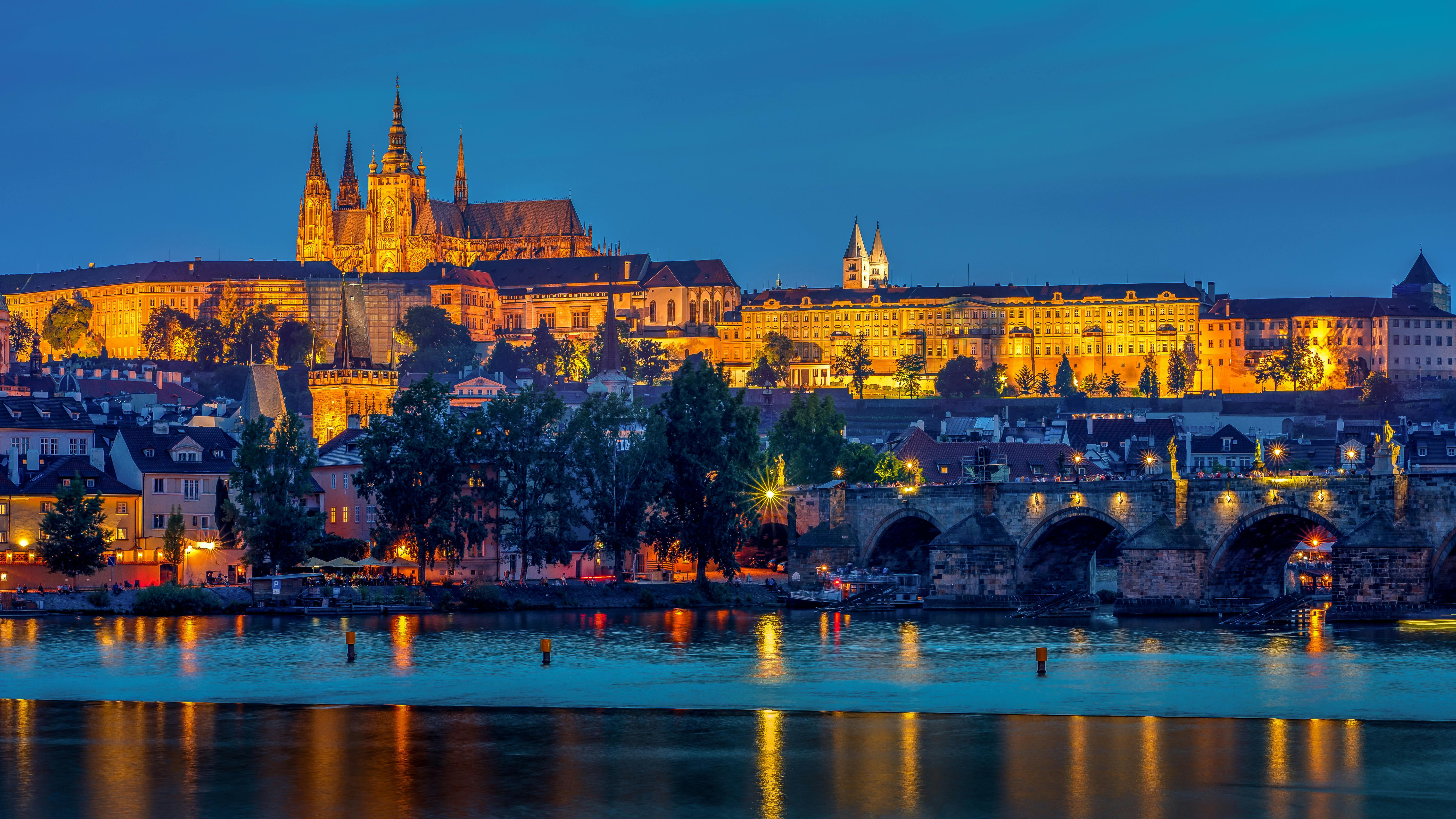 Prague city view during the night