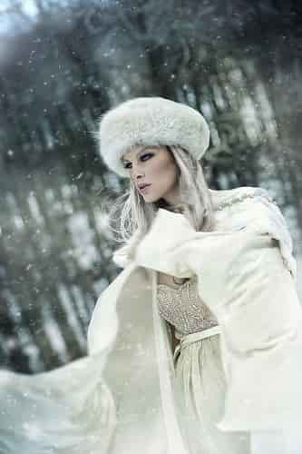 Russian blonde woman in winter clothes