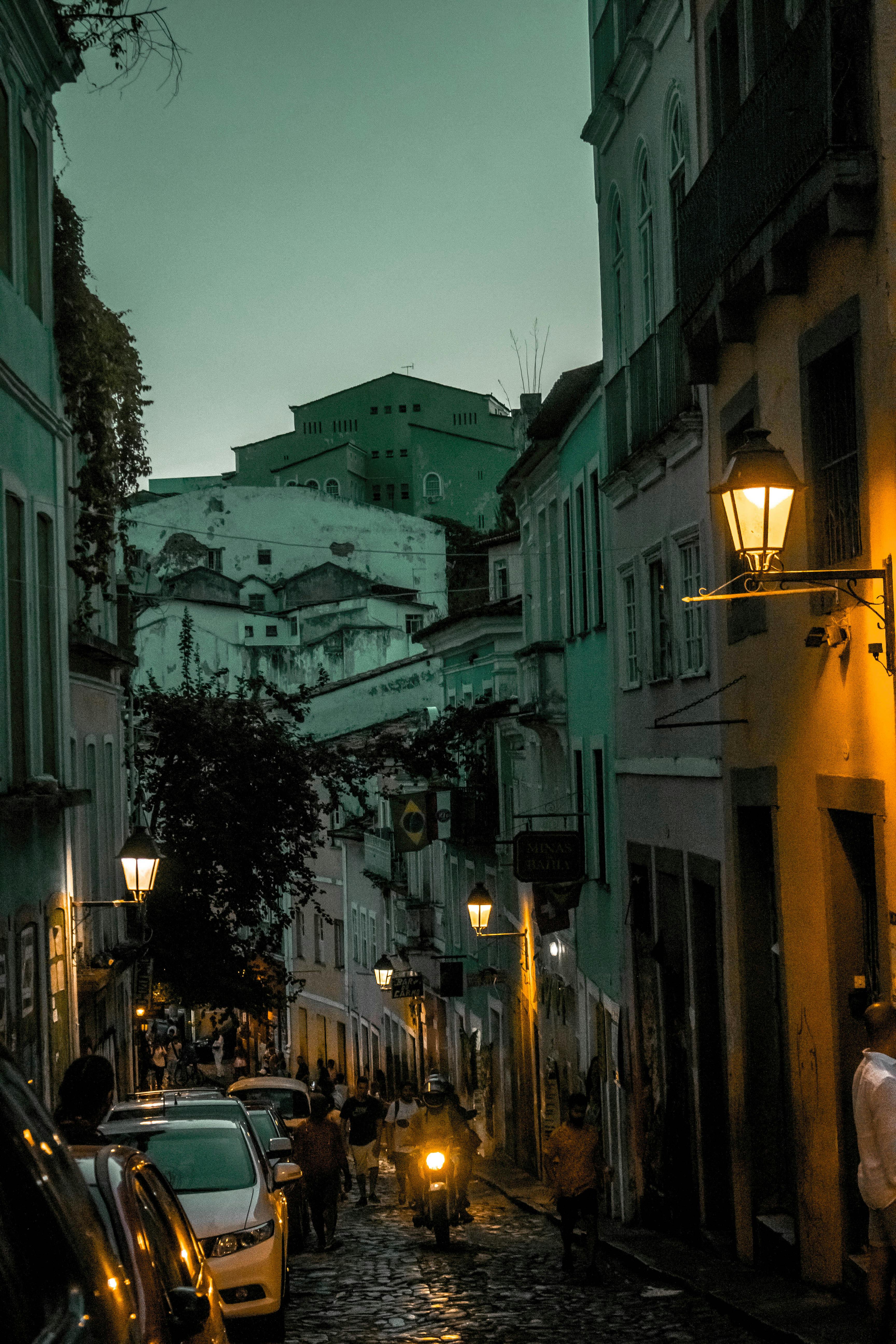 Salvador street at night