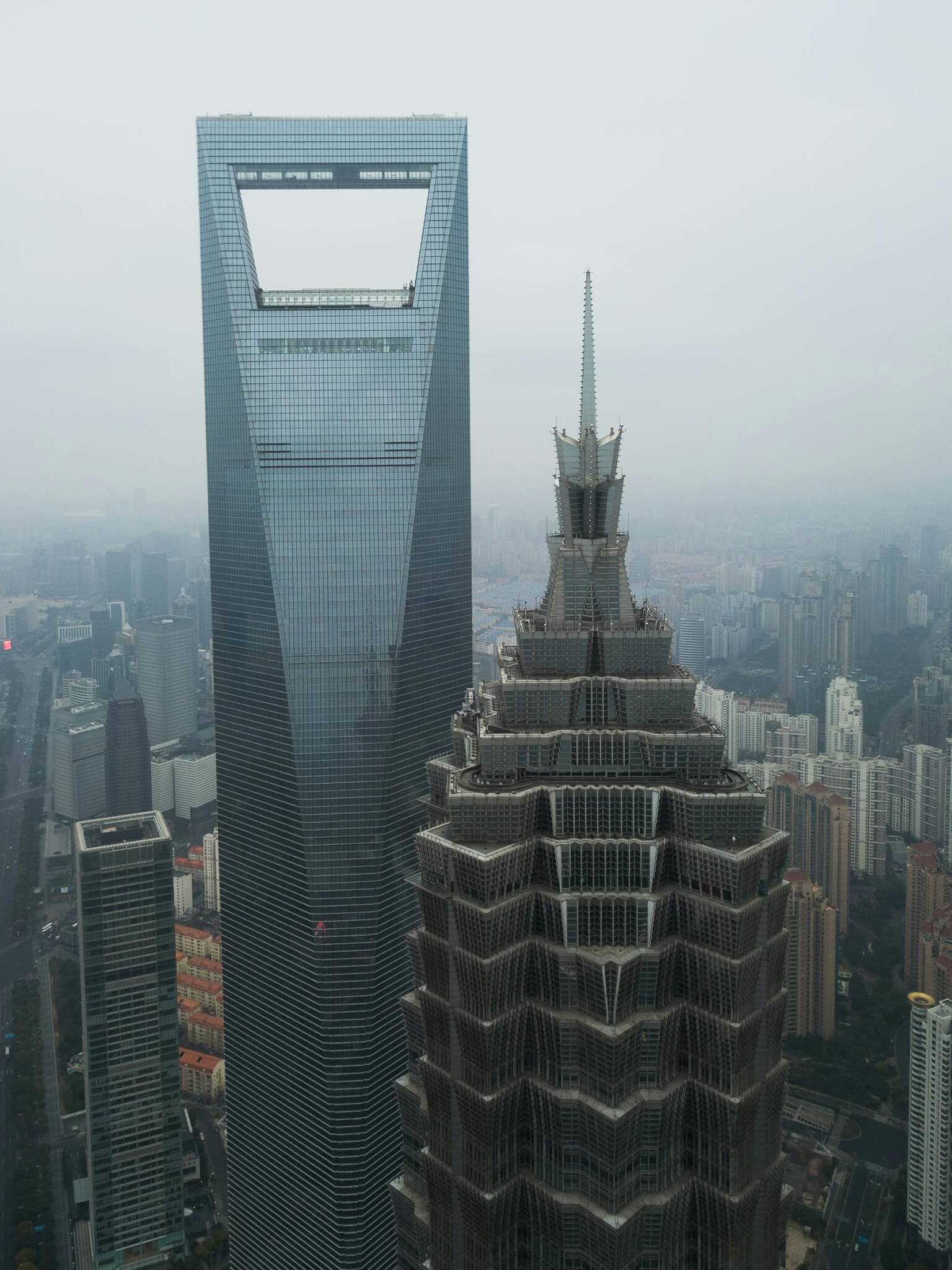 Day city view Shanghai skyscrapers
