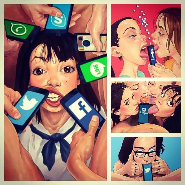 girls sucking on tinder, facebook represents how they love to sell themselves for likes