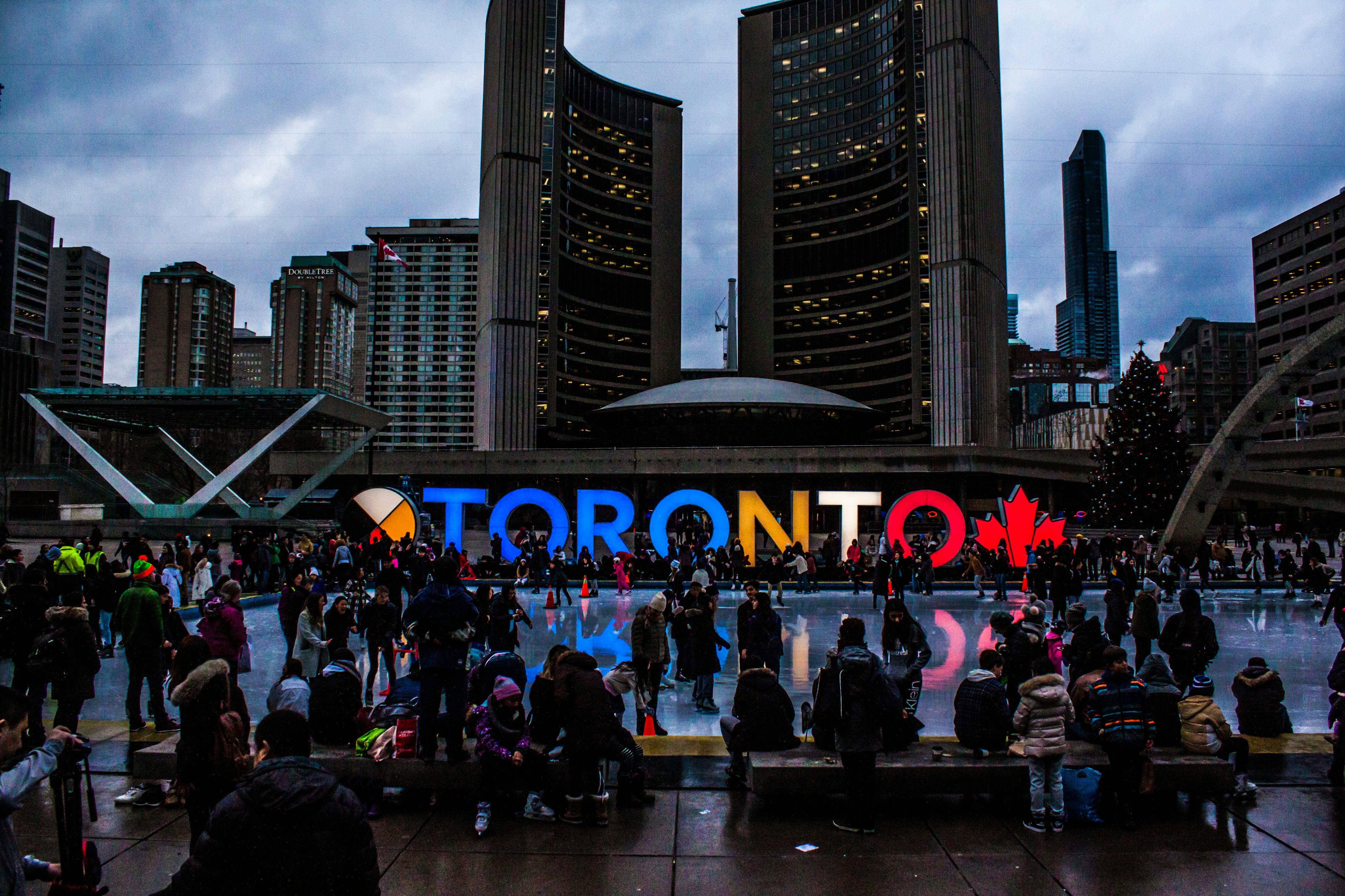 Toronto square nighttime view